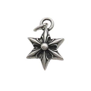 Stainless Steel Star Pendant Antique Silver, approx 13mm [SSB3098]