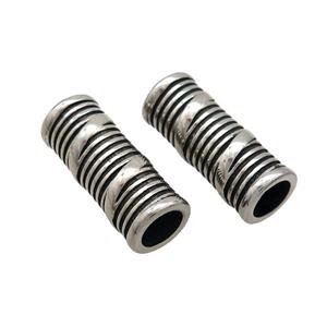 Stainless Steel Column Tube Beads Large Hole Antique Silver, approx 9-23mm, 5mm hole [SSB3104]