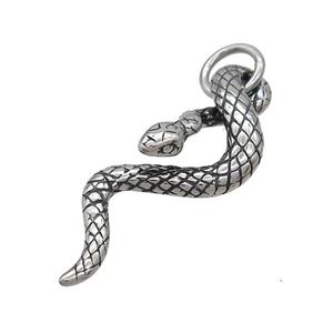 Stainless Steel Snake Charms Pendant Antique Silver, approx 15-40mm [SSB3109]