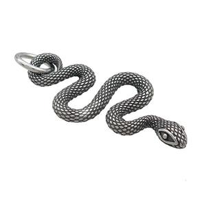 Stainless Steel Snake Pendant Antique Silver, approx 20-42mm [SSB3112]