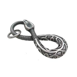 Stainless Steel Snake Pendant Antique Silver, approx 18-42mm [SSB3113]
