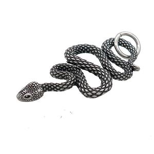 Stainless Steel Snake Pendant Antique Silver, approx 24-43mm [SSB3116]