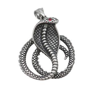 Stainless Steel Snake Pendant Antique Silver, approx 30-40mm [SSB3122]