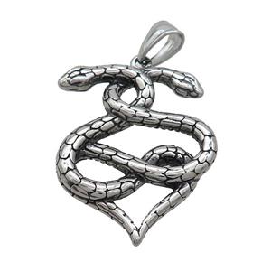 Stainless Steel Snake Pendant Antique Silver, approx 30-40mm [SSB3126]