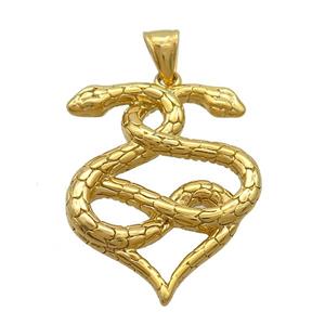 Stainless Steel Snake Charms Pendant Double Gold Plated, approx 30-40mm [SSB3127]
