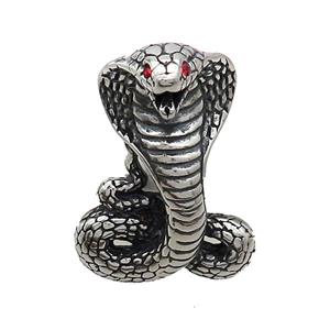 Stainless Steel Snake Pendant Pave Rhinestone Antique Silver, approx 25-35mm [SSB3129]