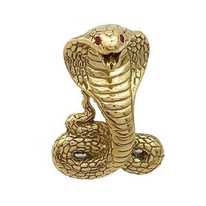 Stainless Steel Snake Charms Pendant Pave Rhinestone Gold Plated, approx 25-35mm [SSB3130]