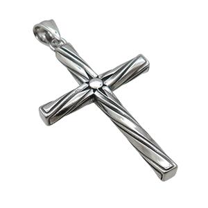 Stainless Steel Cross Pendant Antique Silver, approx 35-50mm [SSB3131]