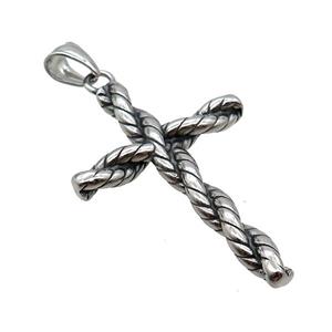 Stainless Steel Cross Charms Pendant Antique Silver, approx 35-50mm [SSB3132]