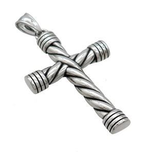 Stainless Steel Cross Pendant Antique Silver, approx 32-48mm [SSB3133]