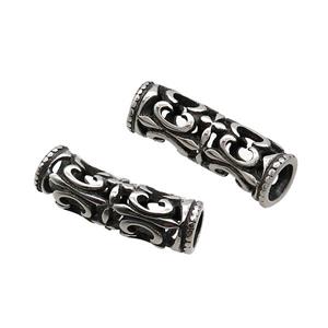 Stainless Steel Tube Beads Curved Large Hole Antique Silver, approx 10-33mm, 7mm hole [SSB3136]