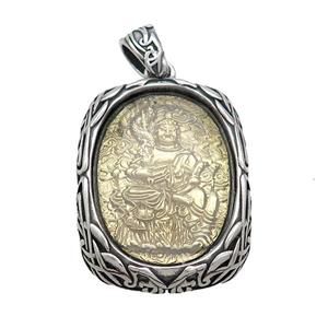 Copper Buddha Pendant Gold Plated Stainless Steel Wrapped Antique Silver, approx 30-40mm [SSB3144]