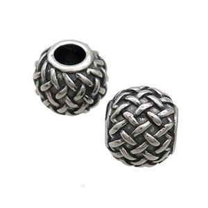Stainless Steel Beads Round Large Hole Antique Silver, approx 10-11.5mm, 4mm hole [SSB3159]