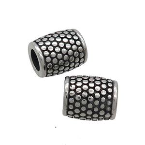Stainless Steel Barrel Beads Large Hole Antique Silver, approx 9-11mm, 5mm hole [SSB3163]