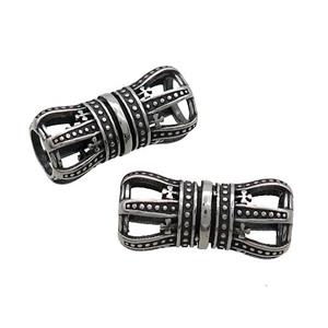 Stainless Steel Column Beads Tube Hollow Large Hole Antique Silver, approx 10-21mm, 6mm hole [SSB3166]