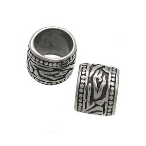 Stainless Steel Column Beads Large Hole Antique Silver, approx 10.5mm, 8mm hole [SSB3173]