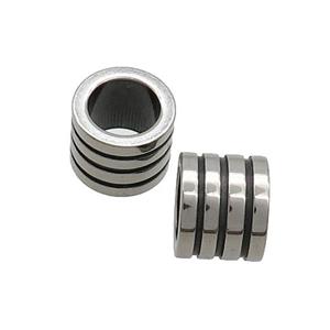 Stainless Steel Column Beads Tube Large Hole Antique Silver, approx 8-10mm, 7mm hole [SSB3176]