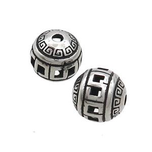 Stainless Steel Round Beads Hollow Antique Silver, approx 10mm [SSB3190]