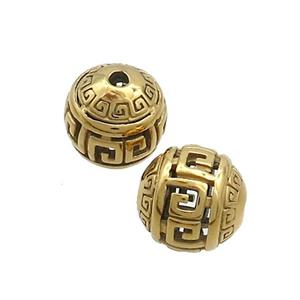 Stainless Steel Round Beads Hollow Gold Plated, approx 10mm [SSB3196]