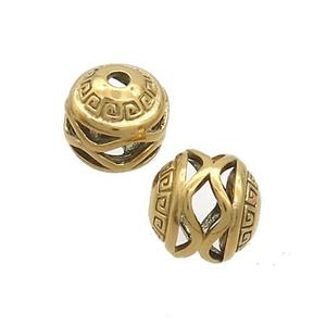 Stainless Steel Round Beads Hollow Gold Plated, approx 10mm [SSB3198]