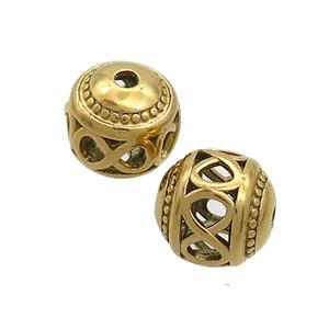 Stainless Steel Round Beads Infinity Hollow Gold Plated, approx 10mm [SSB3205]
