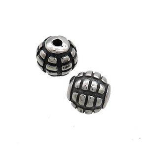 Stainless Steel Beads Round Antique Silver, approx 8mm [SSB3210]