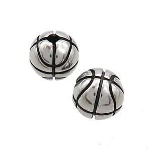 Stainless Steel Beads Round Basketball Sport Antique Silver, approx 10mm [SSB3212]