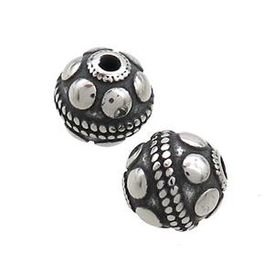 Stainless Steel Round Beads Antique Silver, approx 10mm [SSB3216]