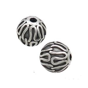 Stainless Steel Round Beads Antique Silver, approx 10mm [SSB3218]