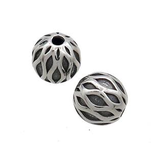 Stainless Steel Round Beads Antique Silver, approx 10mm [SSB3219]