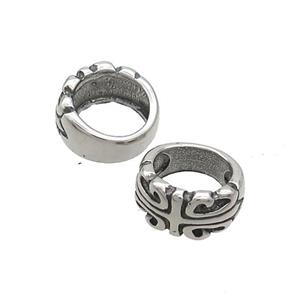 Stainless Steel Circle Beads Large Hole Antique Silver, approx 11mm, 8mm hole [SSB3222]