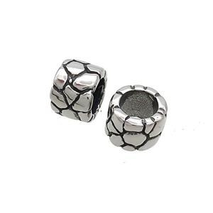 Stainless Steel Tube Beads SnakeSkin Antique Silver, approx 8mm, 5mm hole [SSB3224]