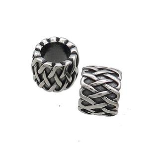 Stainless Steel Column Beads Tube Large Hole Antique Silver, approx 10mm, 6mm hole [SSB3225]