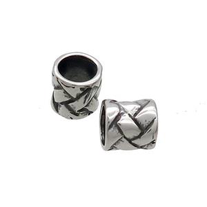 Stainless Steel Tube Beads Column Large Hole Antique Silver, approx 7mm, 5mm hole [SSB3228]