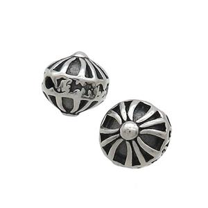 Stainless Steel Bicone Beads Antique Silver, approx 10mm [SSB3243]
