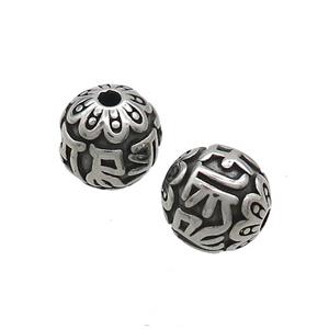 Stainless Steel Round Beads Antique Silver, approx 10mm [SSB3244]