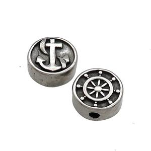 Stainless Steel Coin Beads Anchor Antique Silver, approx 10.5mm [SSB3252]