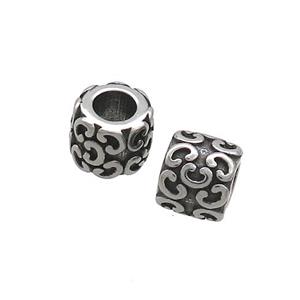Stainless Steel Column Beads Tube Large Hole Antique Silver, approx 6.5-7.5mm, 3.5mm hole [SSB3253]
