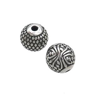 Stainless Steel Round Beads Antique Silver, approx 9mm [SSB3260]