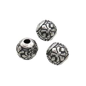 Stainless Steel Round Beads Fleur-de-lis Antique Silver, approx 7mm [SSB3267]
