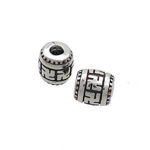 Stainless Steel Barrel Beads Large Hole Antique Silver, approx 6-6.5mm, 2mm hole [SSB3269]