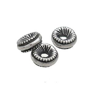 Stainless Steel Rondelle Beads Large Hole Antique Silver, approx 3-7.5mm [SSB3271]