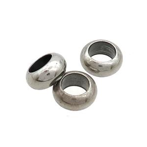 Raw Stainless Steel Rondelle Beads Large Hole, approx 4.5-10mm, 8mm hole [SSB3284]