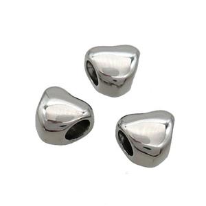 Stainless Steel Heart Beads Large Hole Antique Silver, approx 10-11mm, 4mm hole [SSB3287]