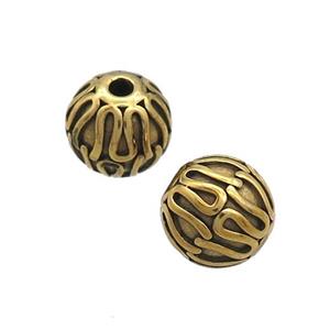Stainless Steel Round Beads Antique Gold, approx 10mm [SSB3290]