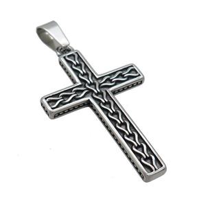 Stainless Steel Cross Pendant Antique Silver, approx 27-42mm [SSB3298]