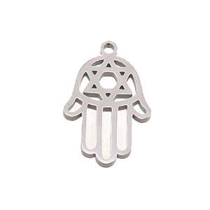 Raw Stainless Steel Hamsahand Charm Pendant, approx 12-16mm [SSB3310]