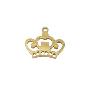 Stainless Steel Crown Charms Pendant Gold Plated, approx 13-15mm [SSB3317]