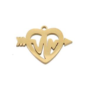 Stainless Steel Heartbeat Charms Pendant Gold Plated, approx 15-20mm [SSB3319]