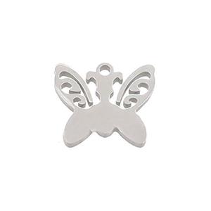 Raw Stainless Steel Butterfly Pendant, approx 12.5-14mm [SSB3326]